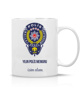 Kişiye özel Yılın Polis Memuru Yazılı Hediye Çay Kahve Kupa Bardak-Emniyet Hediyeleri-Polis Hediyeleri-011