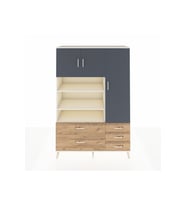 Hyperion Dolap 9 Raflı 5 Çekmeceli 3 Kapaklı 132x44x195 Aytaşı-Antrasit/Çam