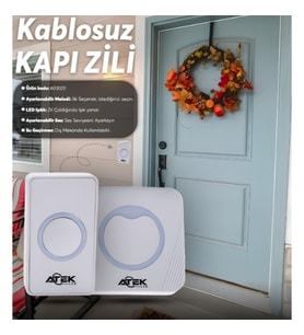 Beyaz Kablosuz Su Geçirmez Kapı Zili