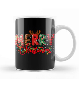 Merry Christmas Leopard Buffalo Red Plaid Kupa Bardak Porselen