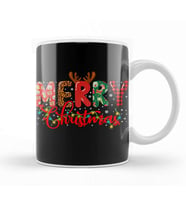 Merry Christmas Leopard Buffalo Red Plaid Kupa Bardak Porselen