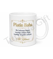 Platin Baba Yazılı Premium Tasarım Kupa Bardak Babalar Günü Hediye
