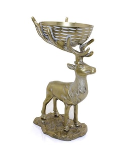 Metal Geyikli Kase 32 Cm Dekoratif Hediyelik