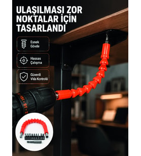DMAX Esnek Şaftlı Matkap Bits Uç Seti 12 Parça Vida Montaj ve Tamir Seti