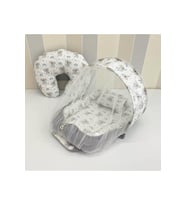 Cibinlikli Bebek Babynest Uyku Seti - %100 Pamuklu (Gri)