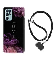 Oppo Reno 6 Kılıf Silikon Boyun Askılı İpli Desenli Silikon Love Flow 1664