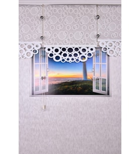 Ekru Yuvarlak Lazer Kesim Stor Perde 80x200
