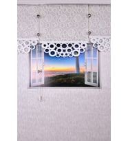Ekru Yuvarlak Lazer Kesim Stor Perde 80x200