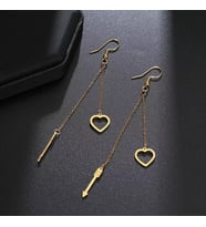 Kişiye Özel 925 Ayar Gümüş Kalp ve Ok Küpe (Gold)