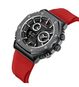 Naviforce Erkek Kol Saati Dijital & Analog Silikon Kordon 1815 (Kırmızı)