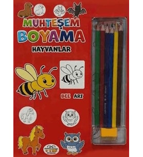 Muhteşem Boyama - Hayvanlar + 6lı Boya Kalemi