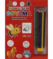 Muhteşem Boyama - Hayvanlar + 6lı Boya Kalemi