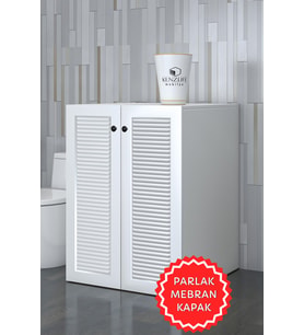 Kenzlife membran çamaşır makinesi dolabı kapaklı tatyana byzbyz 90*70*60 mebran kapak suntalam gövde banyo ofis kapaklı arkalıksız (Beyaz-Gri)