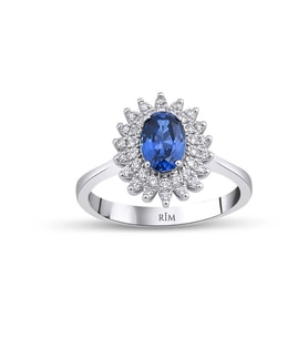 1.35 Karat Laboratuvar Pırlanta Safir Yüzük - HRD Sertifikalı