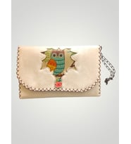 Vegan Deri Portföy/Clutch Tasarım Çanta - Koyu Krem Renk - Boyutları 17/26