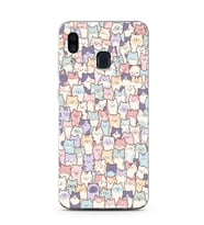 Samsung Galaxy A20/A30 Uyumlu Sevimli Kediler Desenli Şeffaf Telefon Kılıfı