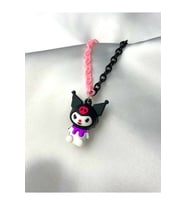 Kuromi Renkli Çocuk Kolyesi - Plastik Pembe Siyah Zincir (Gümüş)