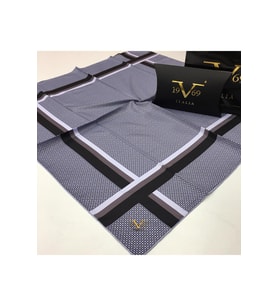 Geometrik Desen Black Seri Twill Eşarp Eşarp Askısı ile Birlikte 90x90 cm BUZ MA