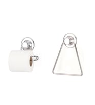 Hem Vakumlu Hem Vidalı Banyo Aksesuarı 2 li Set Üçgen Havluluk + Tuvalet Kağıtlığı (Gümüş)
