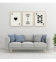 Siyah Kartlar Duvar Tablosu Çerçeveli 3'lü Set Ahşap Renk 35 x 50 Boyut/Ebat (Standart)
