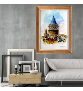Altın Varaklı Paspartulu Çerçeveli Tablo rv362