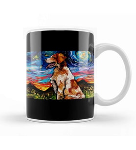 Brittany Spaniel Night Kupa Bardak Porselen