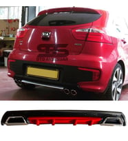 Kia Rio Difüzör Arka Tampon Eki 2 Egzoz Çıkışlı Kırmızı Lüx Tip