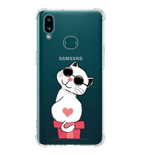 Samsung Galaxy A10s Uyumlu Köşe Korumalı Antişok Kapak Cool Cat Tasarımlı Şeffaf Silikon Kılıf