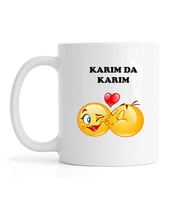 Kocam da Kocam &  Karım da Karım yazılı Emoji Baskılı Beyaz Kupa Bardak(1 Adet)