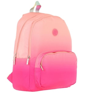Kaukko Rainbow Kız Çocuk Üç Bölmeli İlkokul ve Ortaokul Çantası - Somon Pembe Renk Geçişli - K1800 (Çok Renkli)
