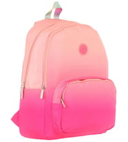 Kaukko Rainbow Kız Çocuk Üç Bölmeli İlkokul ve Ortaokul Çantası - Somon Pembe Renk Geçişli - K1800 (Çok Renkli)