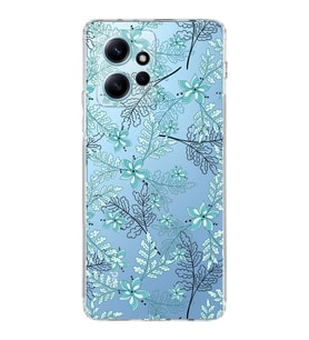 PrintiFy Xiaomi Redmi Note 12 4G Uyumlu Kamera Korumalı Floral Su Yeşili Tasarımlı Şeffaf Kılıf