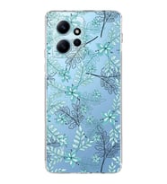 PrintiFy Xiaomi Redmi Note 12 4G Uyumlu Kamera Korumalı Floral Su Yeşili Tasarımlı Şeffaf Kılıf