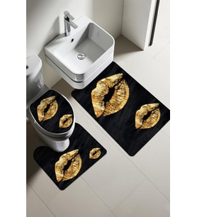 Modern Desenli Dijital Baskı 3’lü Banyo Paspas Takımı Yıkanabilir Kaymaz Tabanlı Klozet Takımı KLZ0029 (Çok Renkli)