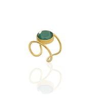 Kadir Jewellery 22 Ayar Altın Kaplama Kadın Zirkon Taşlı Yüzük (K.Yeşil)