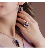 Kök Safir Taşlı 925 Ayar Gümüş Otantik Tasarım Set