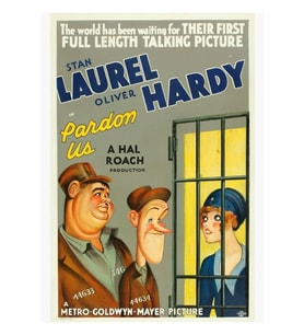 Eski Hollywood Pardon Us Laurel And Hardy Film Reklam Tablo Ahşap Poster Dekoratif