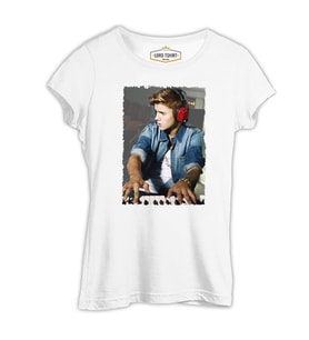 Justin Bieber - Board Beyaz Kadın Tshirt