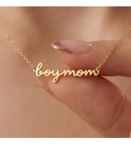 Kişiye Özel 925 Ayar Gümüş Boy Mom Yazılı Kolye (Gold) Anneler Günü Hediye Takı