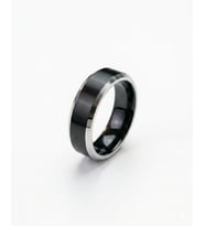 Erkek Siyah Renk Gümüş Detay 6 mm Tungsten Yüzük