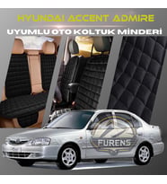 Hyunda Accent Admire Siyah Renk Tay Tüyü Cepli & Terletmez Sırtlı Oto Koltuk Minder Seti - Koltuk Koruma Kılıfı (ÖN & ARKA TAM SET)