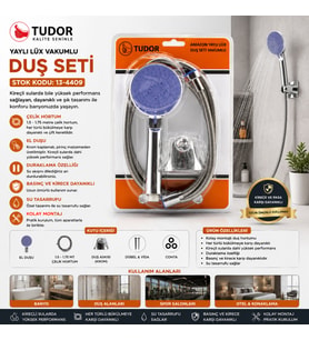 VAKUMLU - KROM LÜKS DUŞ SETİ METAL YAYLI HORTUM=150CM MAFSAL (5680)