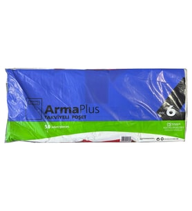 ArmaPlus Takviyeli Kalın Baskılı Beyaz Çanta Poşet Torba - 6 No - 60x70 Cm. - 50 Adetlik Paket