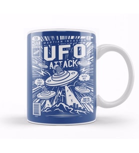 UFO Attack Comic Book Cover Kupa Bardak Porselen