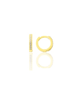 Gümüş altın yaldızlı zirkon taşlı 11 mm halka küpe Tragus Piercing Helix Kıkırdak Küpesi SGTL11740GOLD