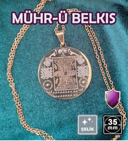 🙏Mühr-ü Belkıs Tılsımı Çelik Kolye 🎨 Altın Renk (11)