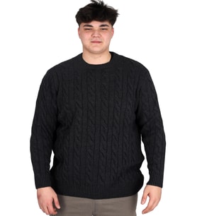 Mode XL Büyük Beden Erkek Kazak Bisiklet Yaka BRAIDED 24211 Antrasit