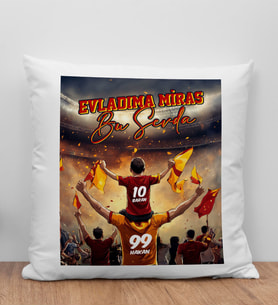 BK Gift Kişiye Özel İsimli Baba-Oğul Sarı Kırmızı Evladıma Miras Bu Sevda Beyaz Kırlent Yastık-2, Doğum Günü Hediyesi, Taraftar Hediyesi