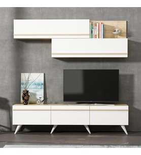 AMSTERDAM STYLE ALT-ÜST MODÜL TAKIM TV ÜNİTESİ (Beyaz)