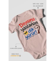 Dayısına yaslanan dik yürür Kısa Kollu Bebek Body %100 Pamuk